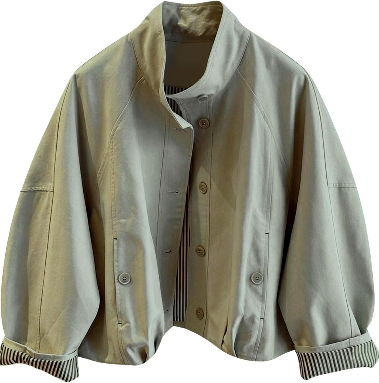 Women's loose stand collar jacket spring and autumn | Amazon (US)