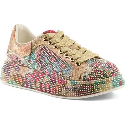 AZURA BY SPRING STEP Crystalushus Embellished Platform Sneaker in Gold Multi at Nordstrom, Size 6.5-7Us | Nordstrom