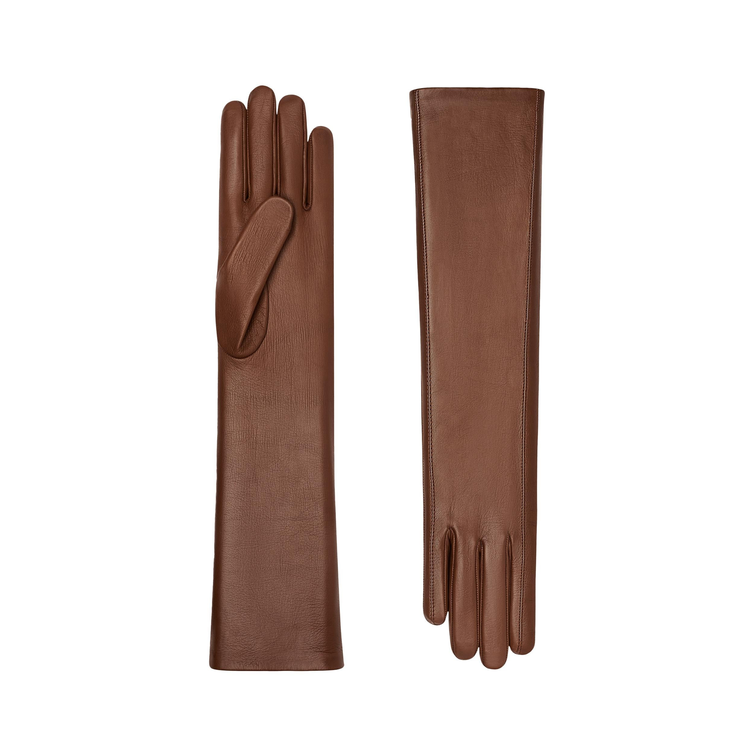 Cognac Leather Gloves - Cl\u00e9mence | Cornelia James