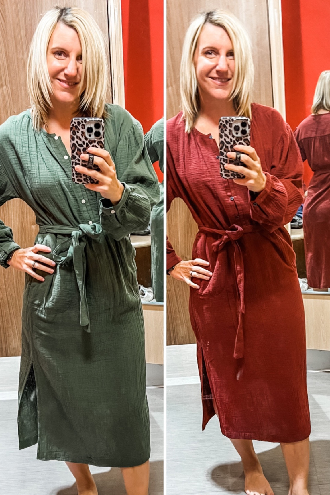 The perfect Fall dress for family photos! Pair it with some booties and a hat for the perfect outfit. It also comes in a marigold yellow and is under $40. Wearing an XS, so size down for a more fitted look. 

#LTKstyletip #LTKSeasonal #LTKunder50