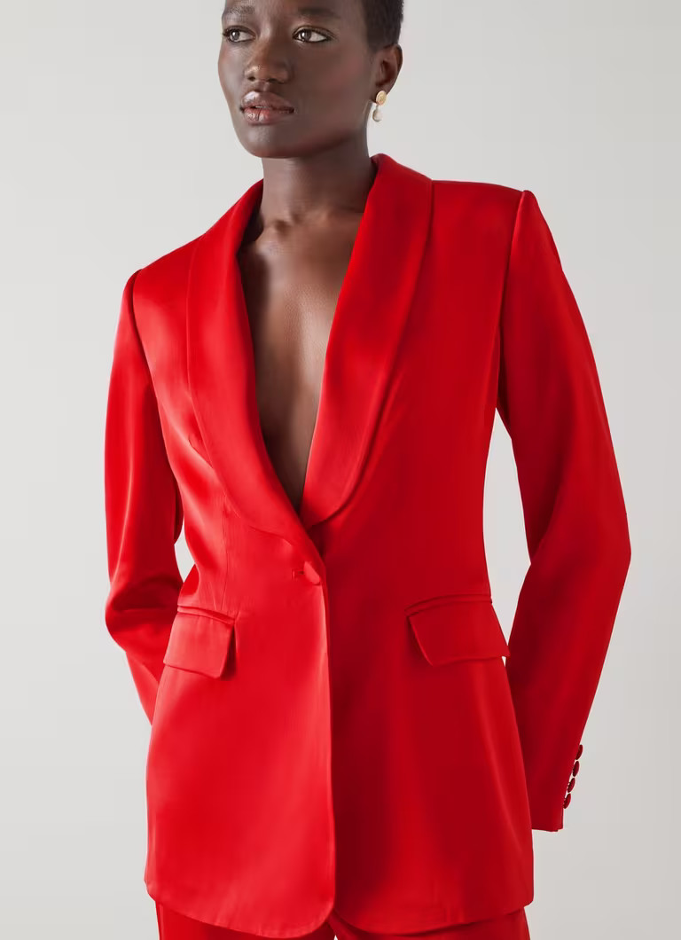 Seydoux Red Silky Tuxedo Jacket | L.K. Bennett (UK)