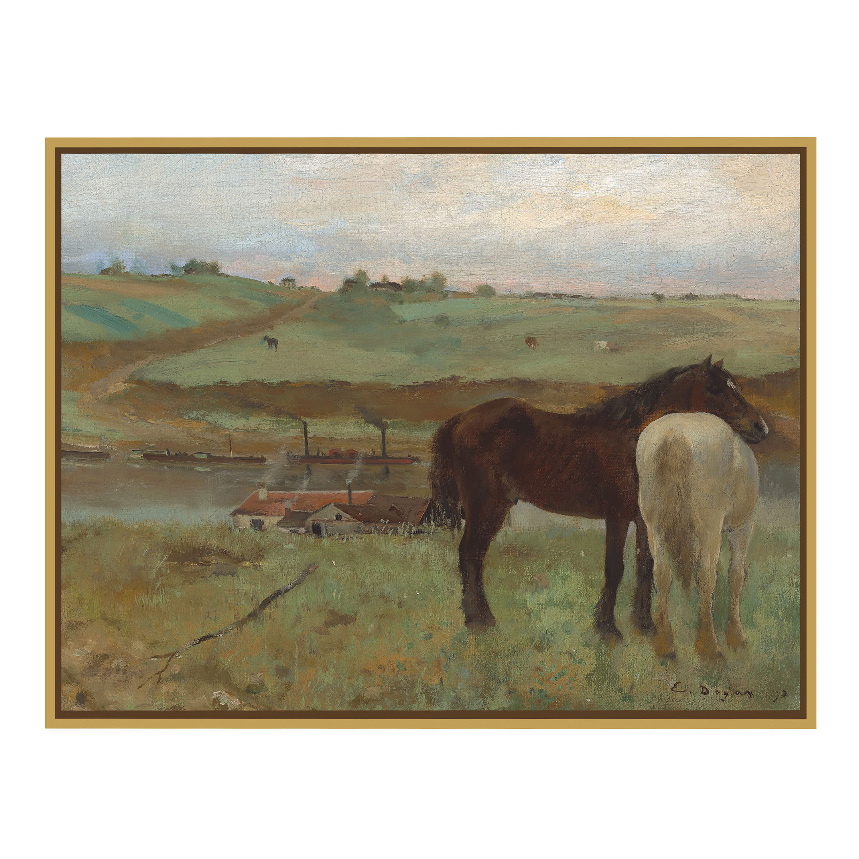 Horses in a Meadow by Edgar Degas Framed Canvas Wall Art | World Market
