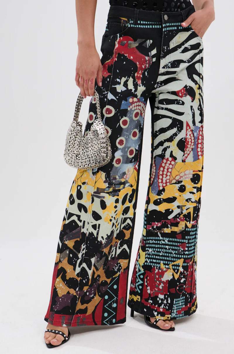 SOMETHING DIFFERENT PRINTED BLACK WASH JEANS | AKIRA