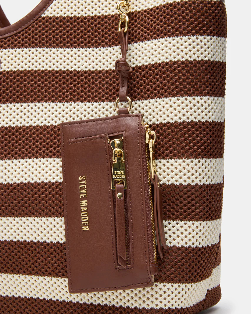 OCEANE Bag Chocolate Multi Top-Handle Straw Tote Handbag | Steve Madden (US)