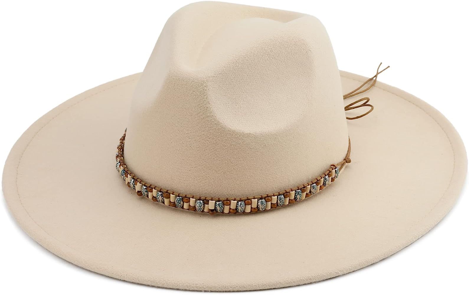 Pro Celia Big Wide Brim Women Fedora Hat (Bead-Rice) at Amazon Women’s Clothing store | Amazon (US)