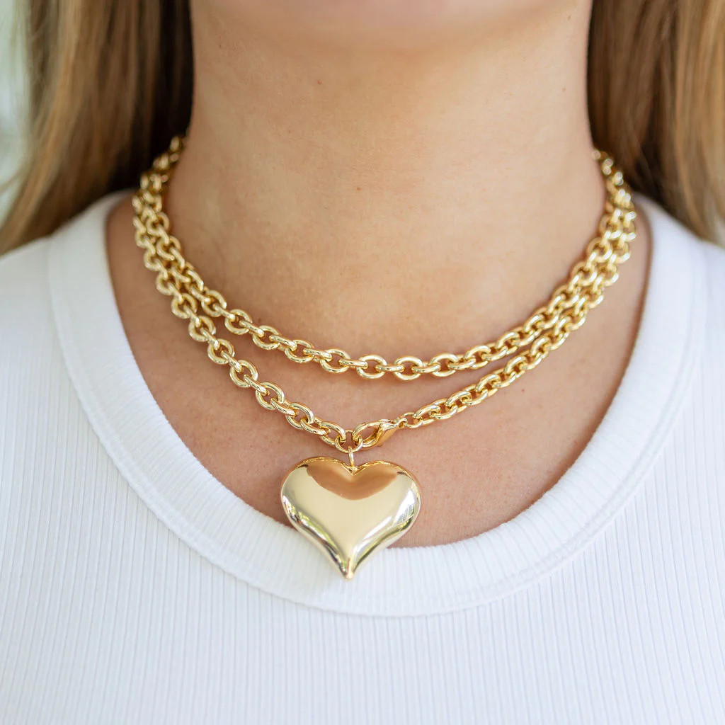 Long Puffy Heart Necklace | Erin McDermott Jewelry