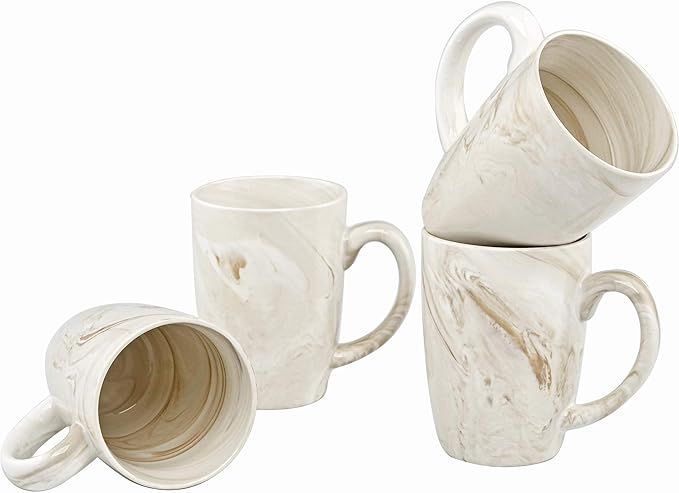 Culver 16-Ounce Palermo Ceramic Mug Set of 4 Marbleized (White and Brown) | Amazon (US)