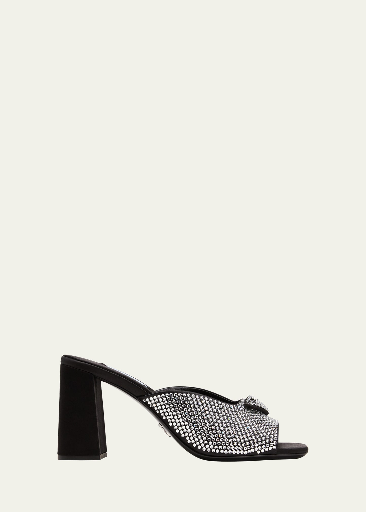 Prada Crystal Silk Logo Mule Sandals | Bergdorf Goodman