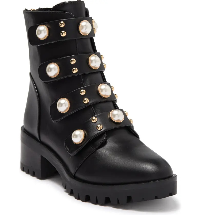Karl Lagerfeld Paris Penelope Studded Lug Sole Combat Boot | Nordstromrack | Nordstrom Rack