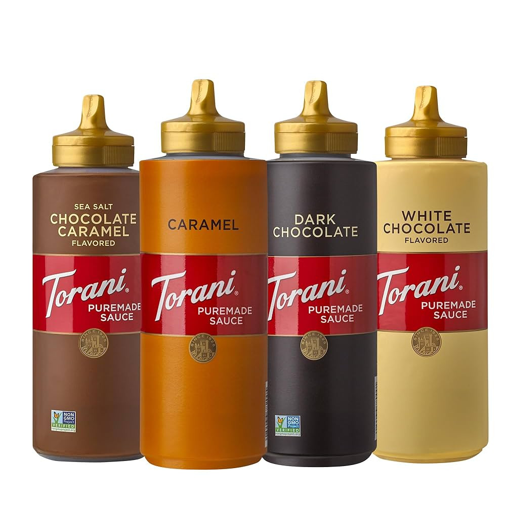 Torani Puremade Dessert & Drink Sauce Variety Pack, Chocolate Caramel, Dark Chocolate, White Choc... | Amazon (US)