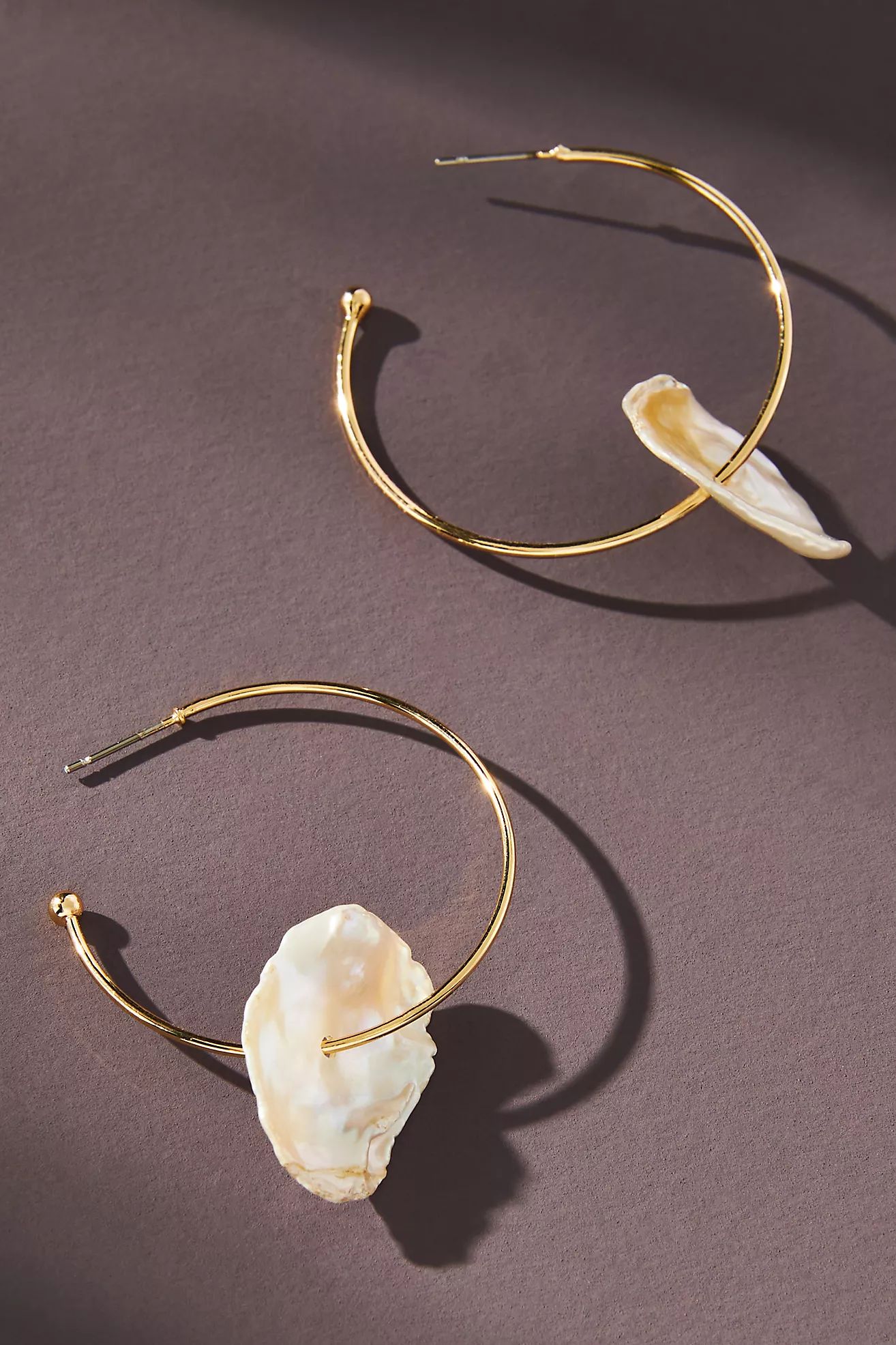 Abstract Pearl Shell Hoop Earrings | Anthropologie (US)