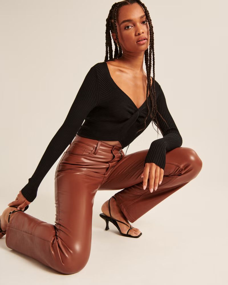 Vegan Leather 90s Straight Pant | Abercrombie & Fitch (US)