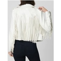 Women White Lambskin Genuine Leather Fringe Jacket, Midwest Western Style Fringed Festival Winter Ch | Etsy (US)