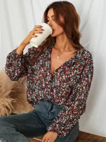 Ditsy Floral Lantern Sleeve Shirt
   SKU: sw2108311243172893      
          (263 Reviews)
      ... | SHEIN