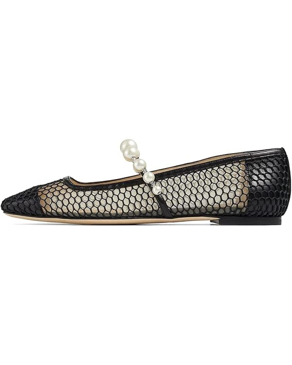 FOWT Women Square Toe Slip on Flats Pearl Studded Strap Elegant Pumps Wedding Bride Prom Dressy S... | Amazon (US)