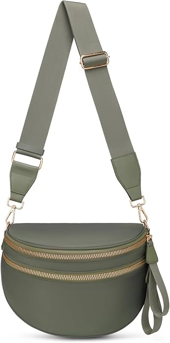 Pure Colour Crossbody Bum Bags for Women Spacious Checkered Cross body Bag Nylon Trendy Fanny Pac... | Amazon (US)