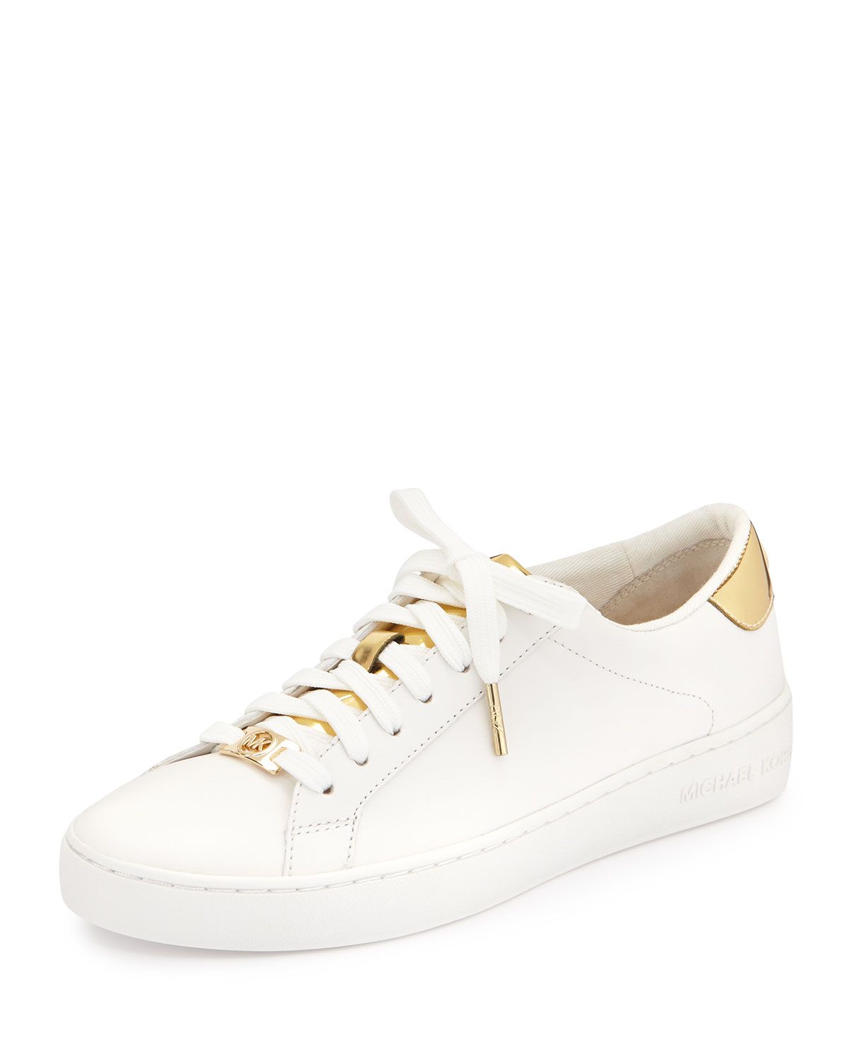 Irving Leather Lace-Up Sneaker, Optic White/Pale Gold, Size: 39.0B/9.0B - MICHAEL Michael Kors | Neiman Marcus