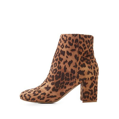 Printed Faux Suede Booties | Charlotte Russe