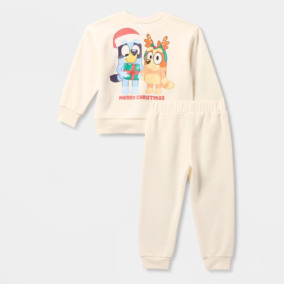 Toddler 2pc Bluey Christmas Fleece Sweatshirt and Joggers Set - Off-White | Target