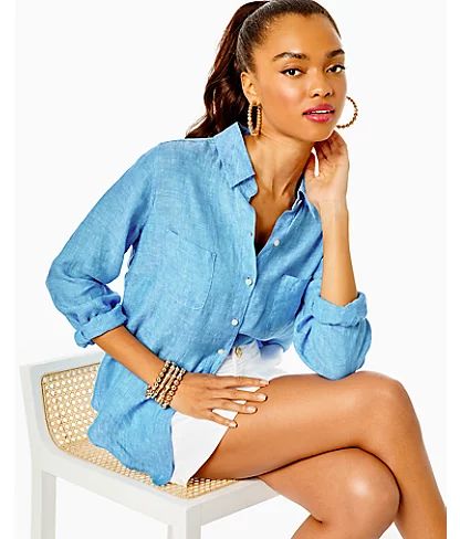 Sea View Linen Button Down Top | Lilly Pulitzer