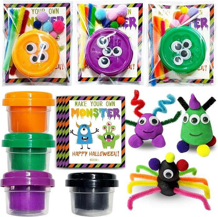 Y_Bong Halloween Party Favors - 24 Pack Make a Monster Kits - Funny Halloween Goodie Bag Stuffers... | Amazon (US)