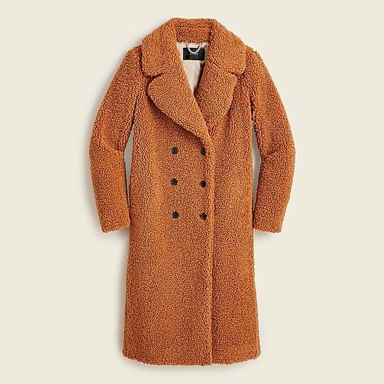 Double-breasted teddy sherpa topcoat | J.Crew US