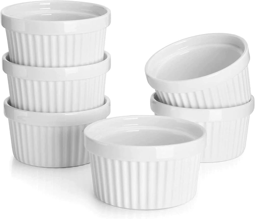 Sweese 8 oz Ramekins Set of 6, Creme Brulee Ramekins Oven Safe, Porcelain Ramiken Set, Souffle, C... | Amazon (US)