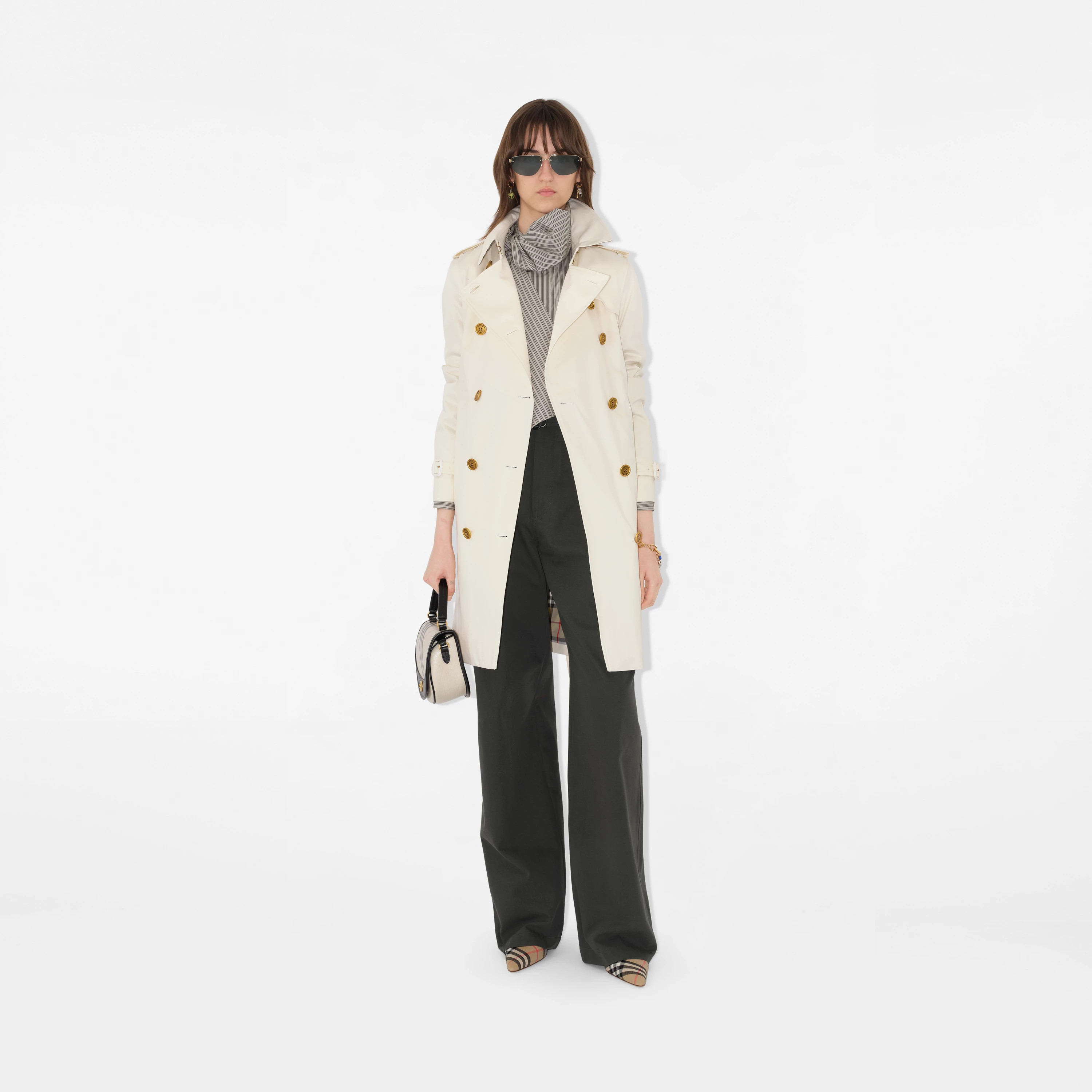 Mid-length Gabardine Kensington Trench Coat in Cotton - Women, Cotton Gabardine | Burberry® Offi... | Burberry (UK)