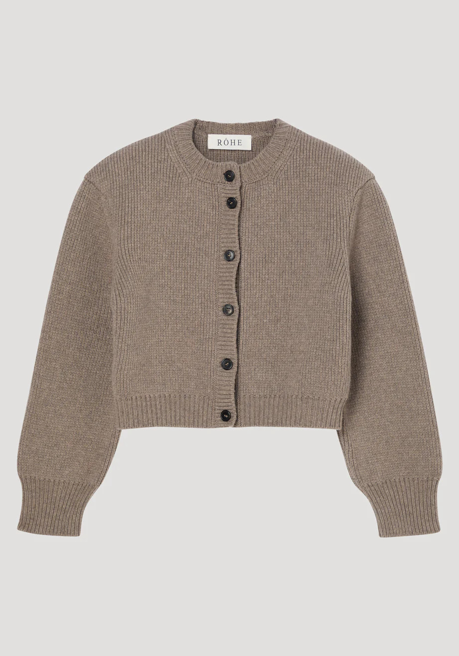 statement shoulder cardigan | clay melange | Rohe