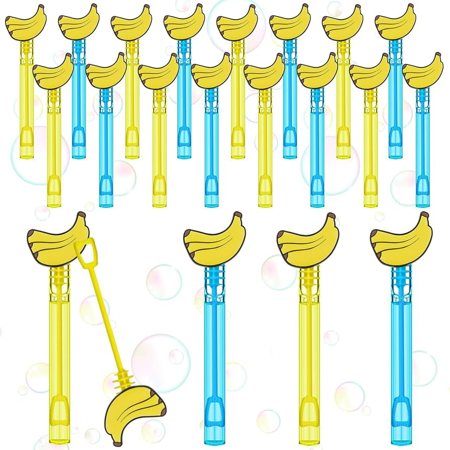 RoundFunny 24 Pcs Banana Mini Bubble Wands Banana Fruit Themed Party Supplies Kawaii Bubbles Stic... | Amazon (US)