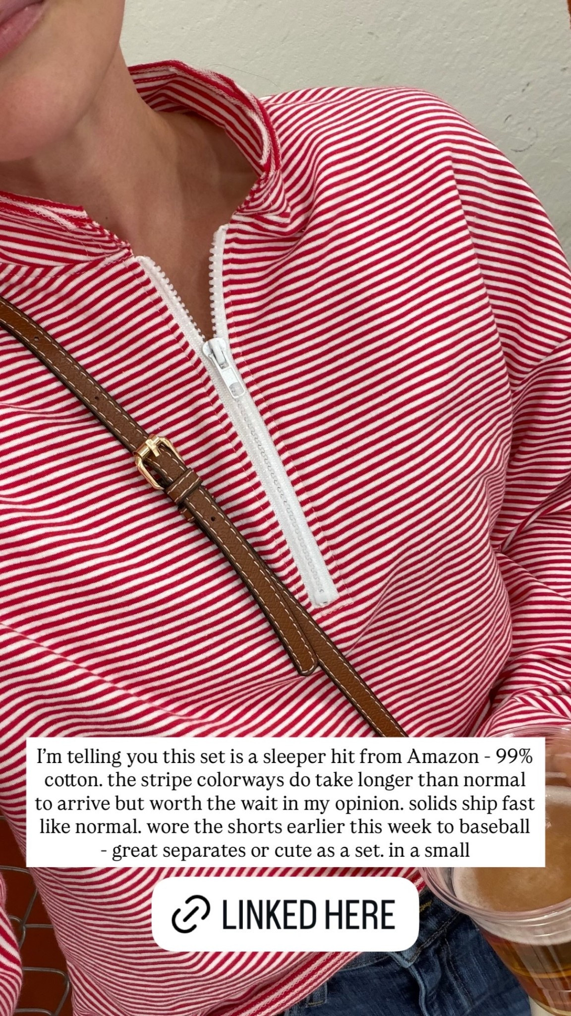 I’m telling you this set is a sleeper hit from Amazon - 99% cotton. the stripe colorways do take longer than normal to arrive but worth the wait in my opinion. solids ship fast like normal. wore the shorts earlier this week to baseball - great separates or cute as a set. in a small