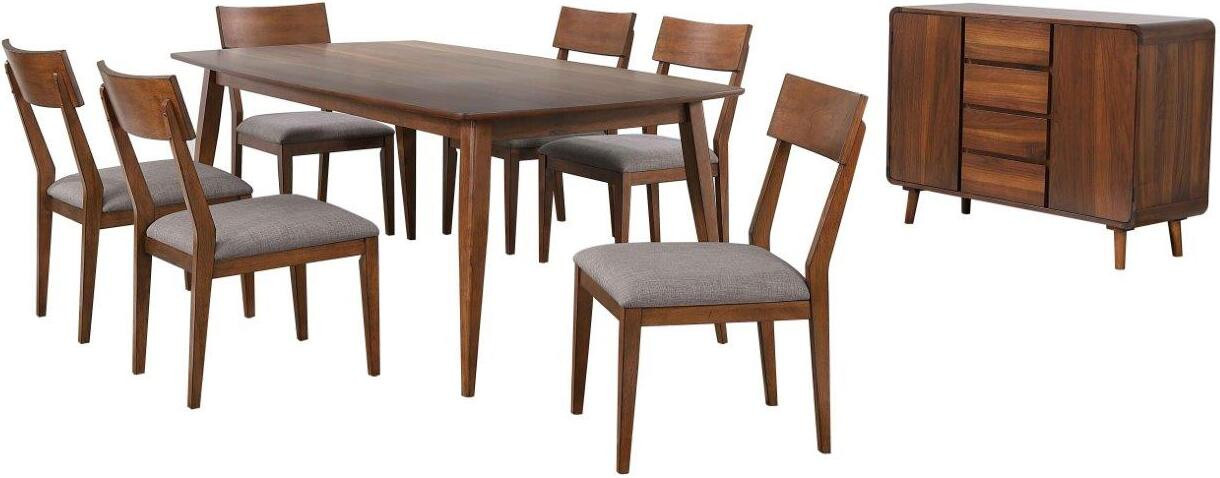 Mid Century Server 8 Piece Rectangular Dining Table Set | 1stopbedrooms