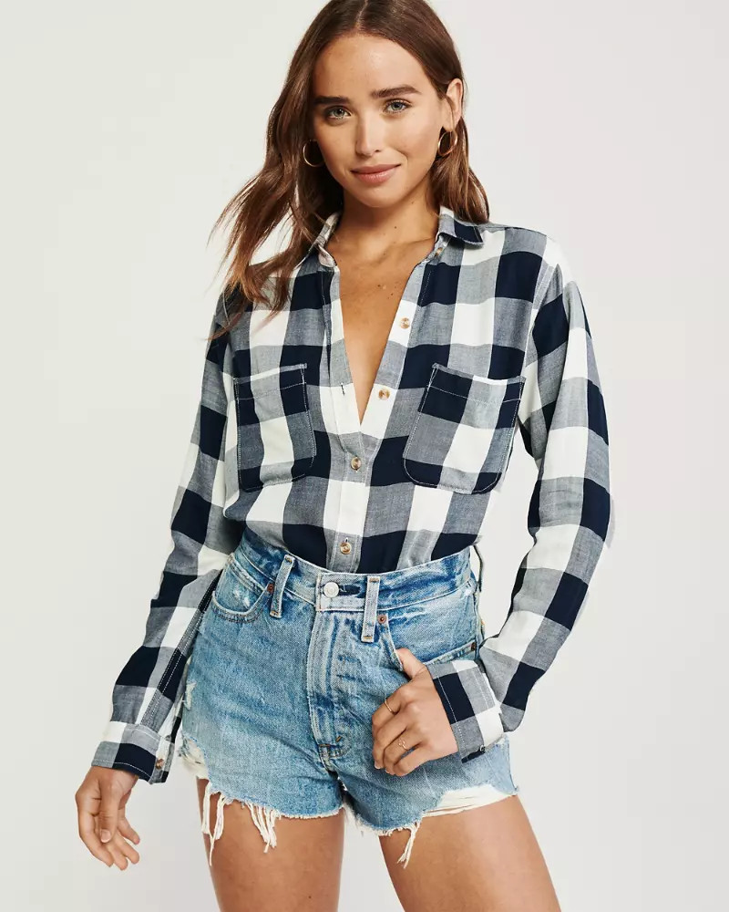 Drapey Button-Up Shirt | Abercrombie & Fitch US & UK