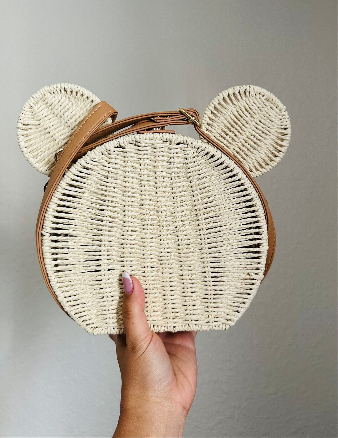 Women’s Mouse Rattan crossbody purse Travel Leisure Vacation Small Round Bag | Etsy (US)