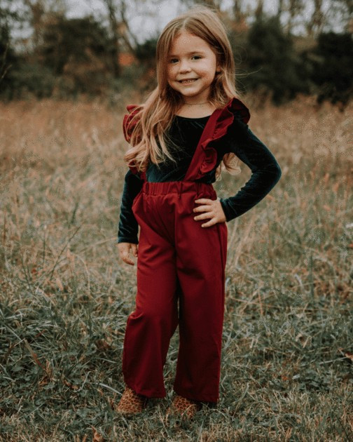 Sharlyn Ruffle Suspender Pants - Red Clay | Bailey's Blossoms