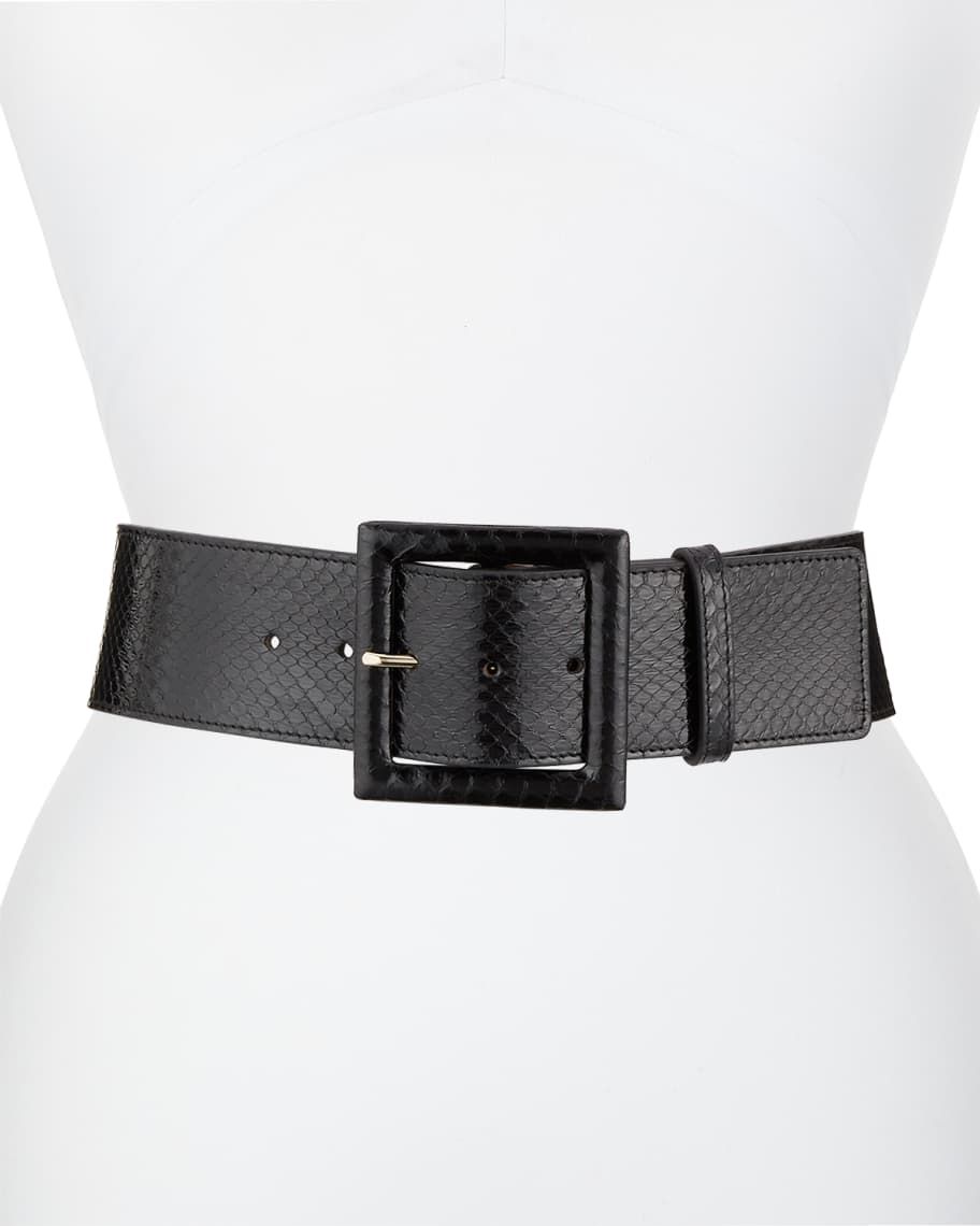 Snake Skin Wide-Buckle Belt | Neiman Marcus