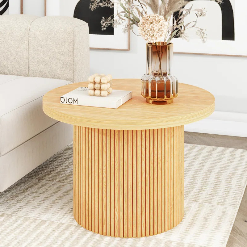 Charleily Pedestal Wood Round Coffee Table | Wayfair North America