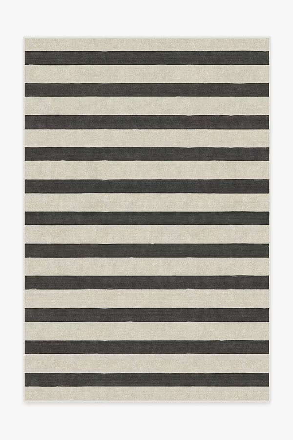 Sumi Sailor Stripe Black Rug | Ruggable