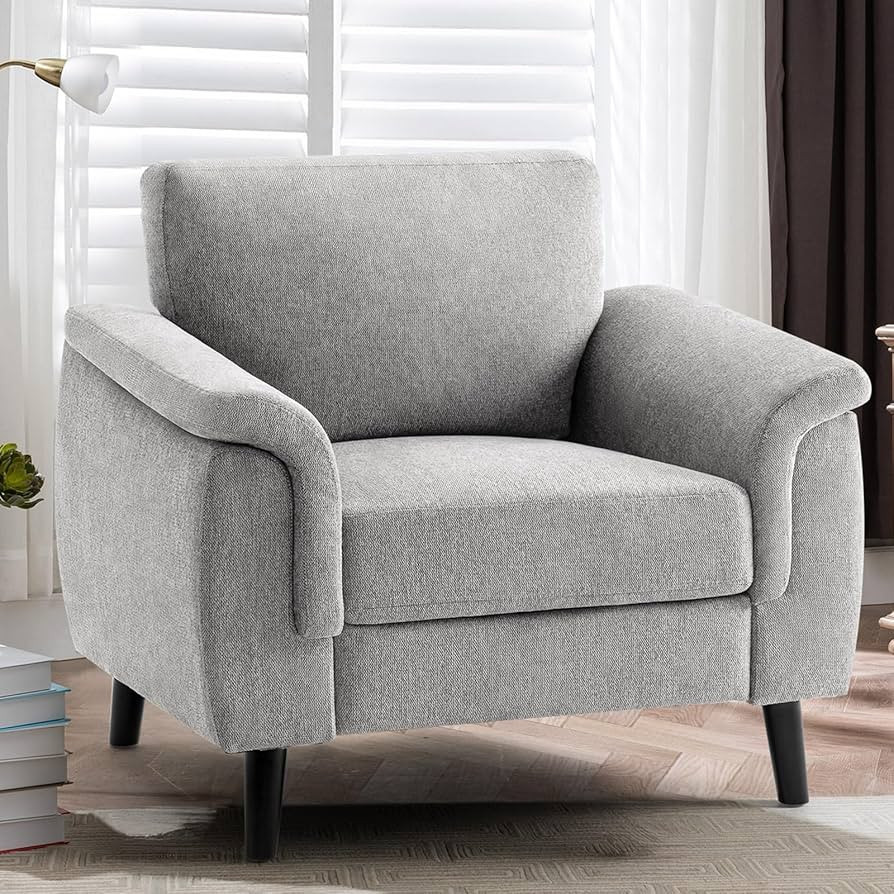 ELUCHANG Oversized Accent Chair, Linen Fabric Mid Century Modern Chair with Solid Wood Frame & So... | Amazon (US)