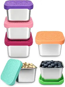 HTEVW 6 Pack Stainless Steel Snack Containers for Kids, 6 oz Toddler Snack Containers with Silico... | Amazon (US)