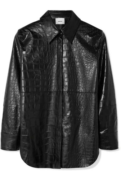 Nanushka - Naum Croc-effect Vegan Leather Shirt - Black | NET-A-PORTER (UK & EU)