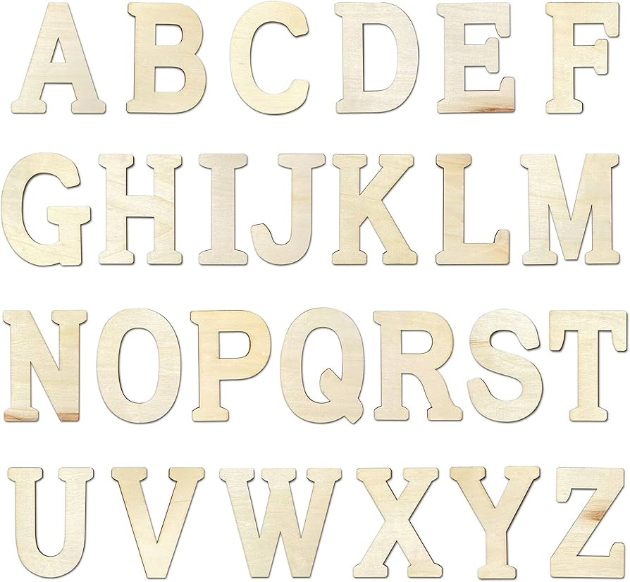 4 Inch 94 Pieces Wooden Letters Unfinished Wood Alphabet Letters for Crafts with Extras,Wall Deco... | Amazon (US)