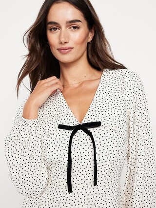 Long-Sleeve Fit & Flare Collared Jean Mini Dress | Old Navy (US)