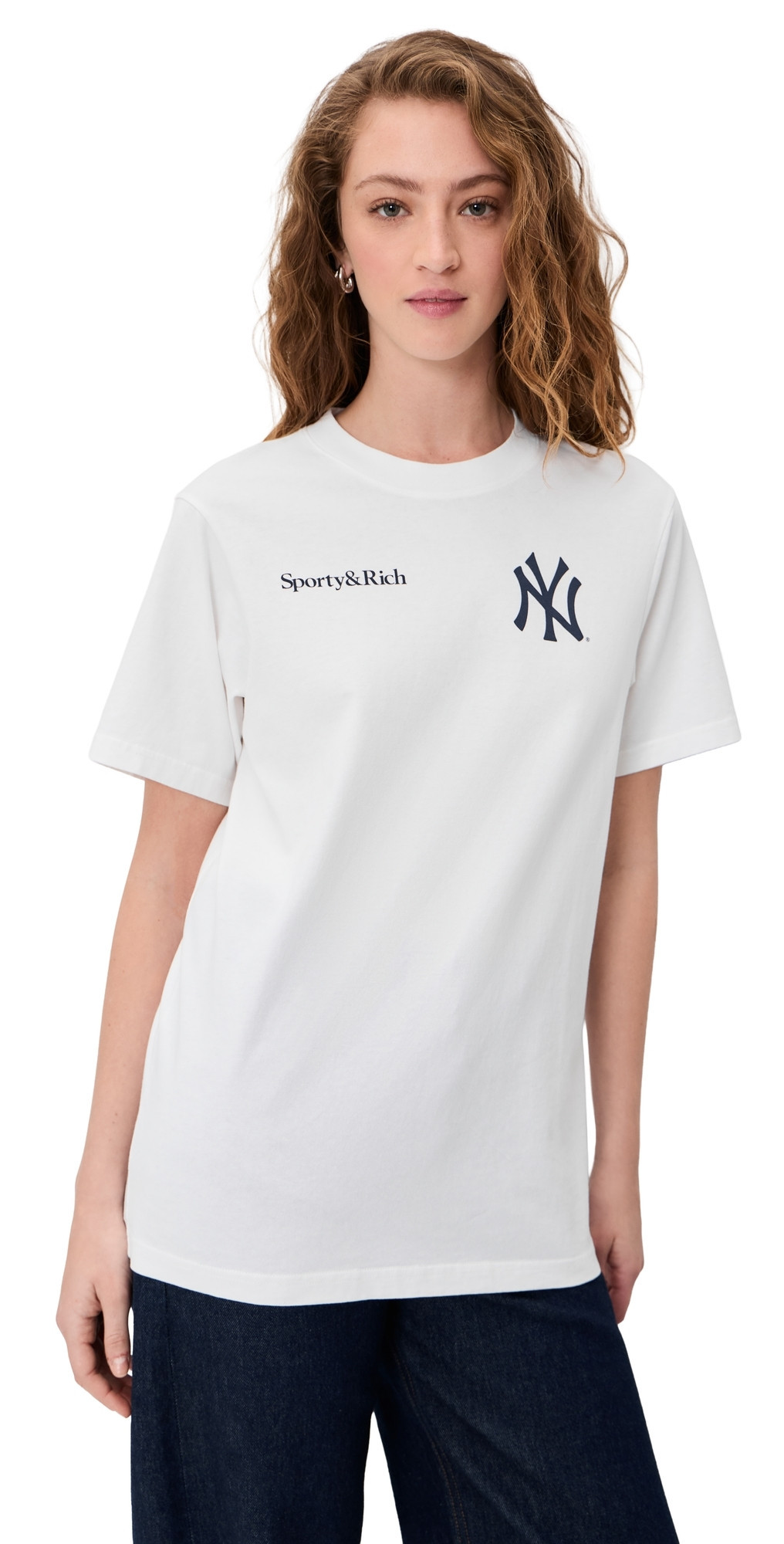 Sporty & Rich Yankees Curve T-Shirt White XS | Shopbop