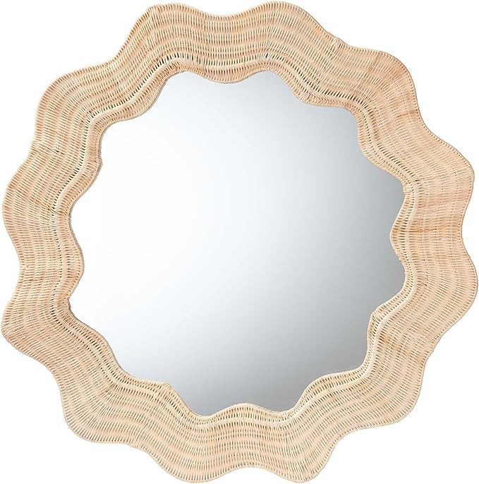 bali & pari Hasana Scalloped Natural Rattan Accent Mirror | Amazon (US)