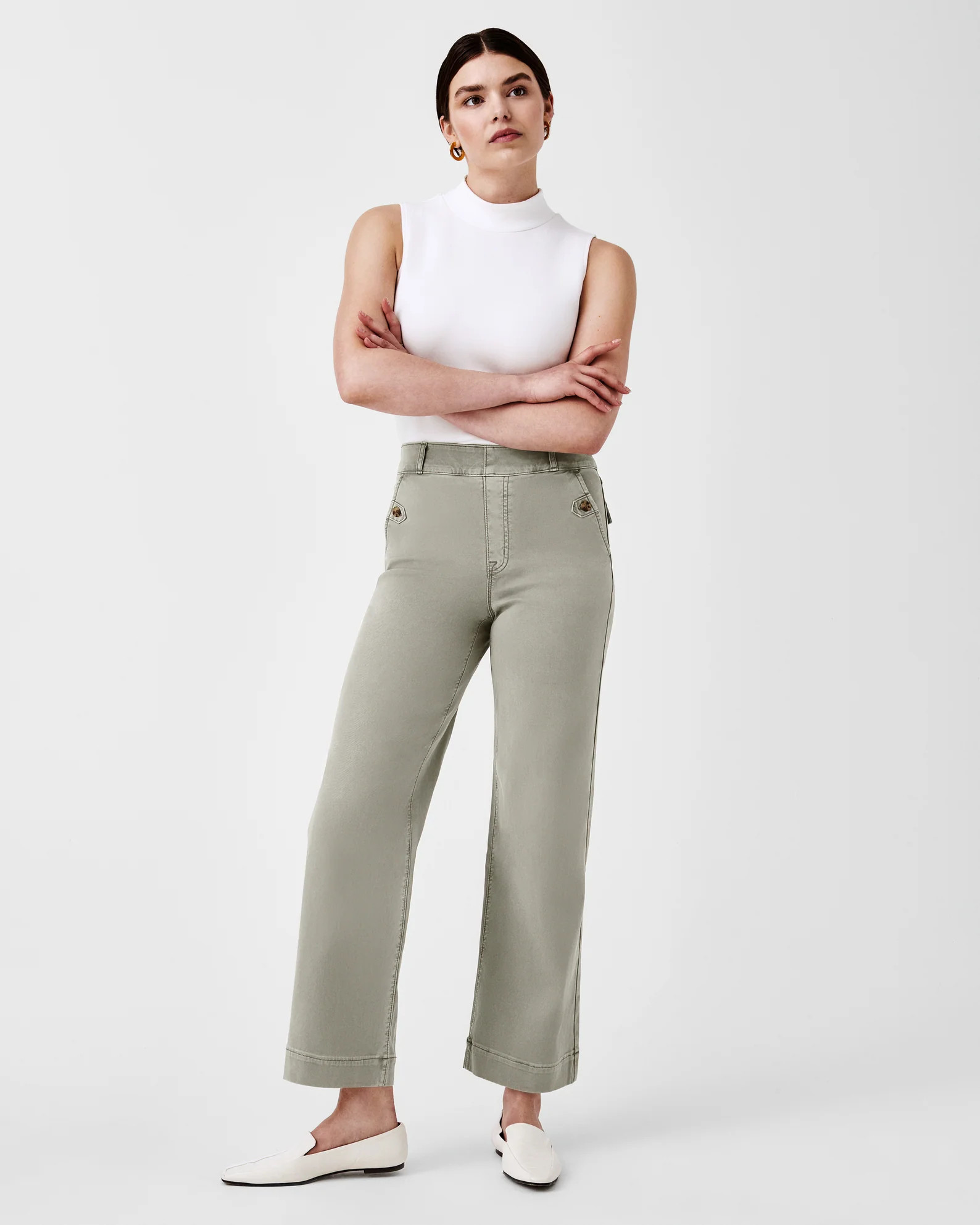 Stretch Twill Cropped Wide Leg Pant | Spanx