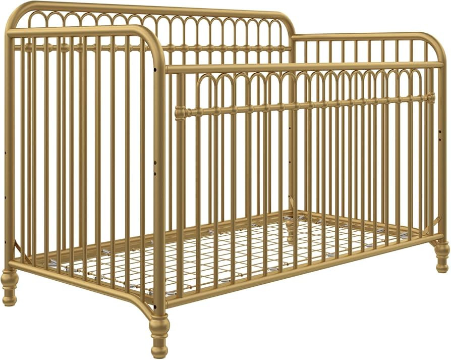 Little Seeds Raven 3-in-1 Convertible Metal Crib, JMPA Certified, Gold | Amazon (US)
