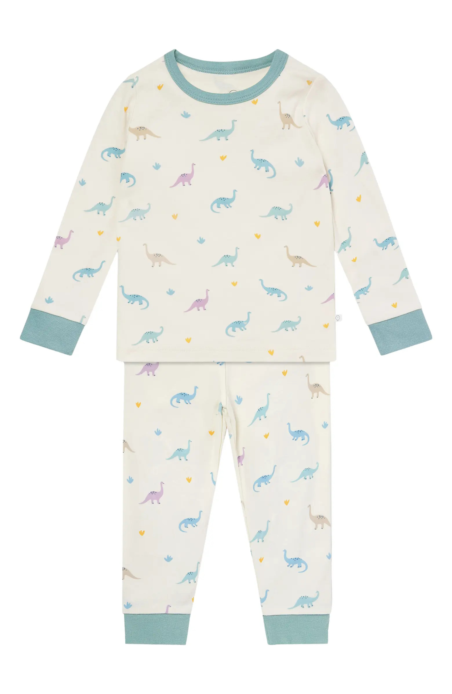 MORI Dino Print Two-Piece Fitted Pajamas | Nordstrom | Nordstrom