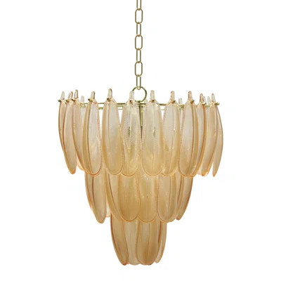 Metal Chandelier With Hanging Feather-Shaped Glass | Wayfair North America