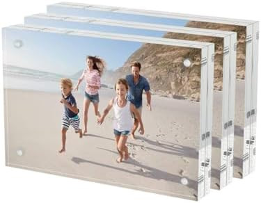AITEE 4x6 Acrylic Picture Frames 3 Pack, 20% Thicker Block, Clear Picture Frames Freestanding Dou... | Amazon (US)